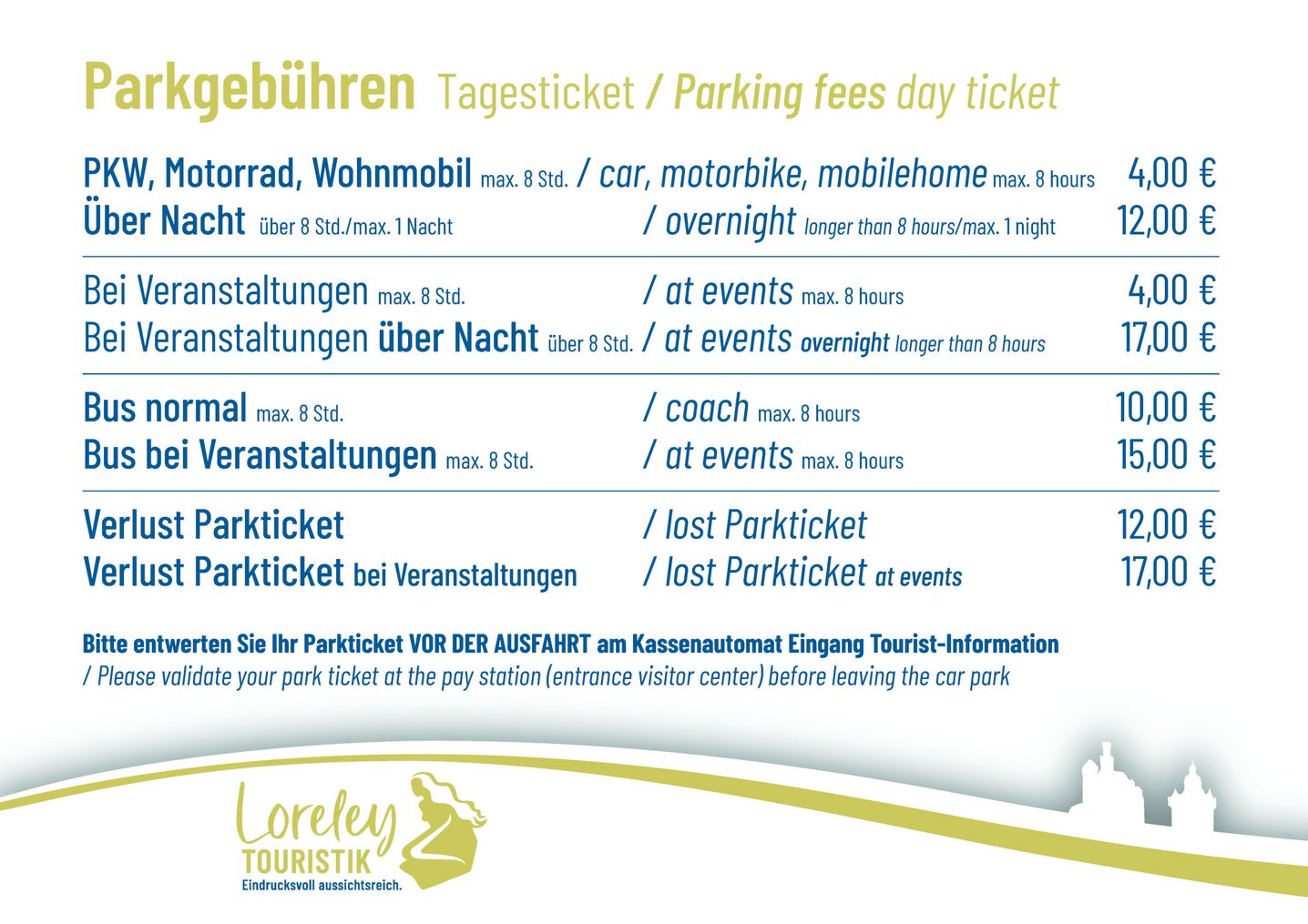 Parkgebühren-Schild