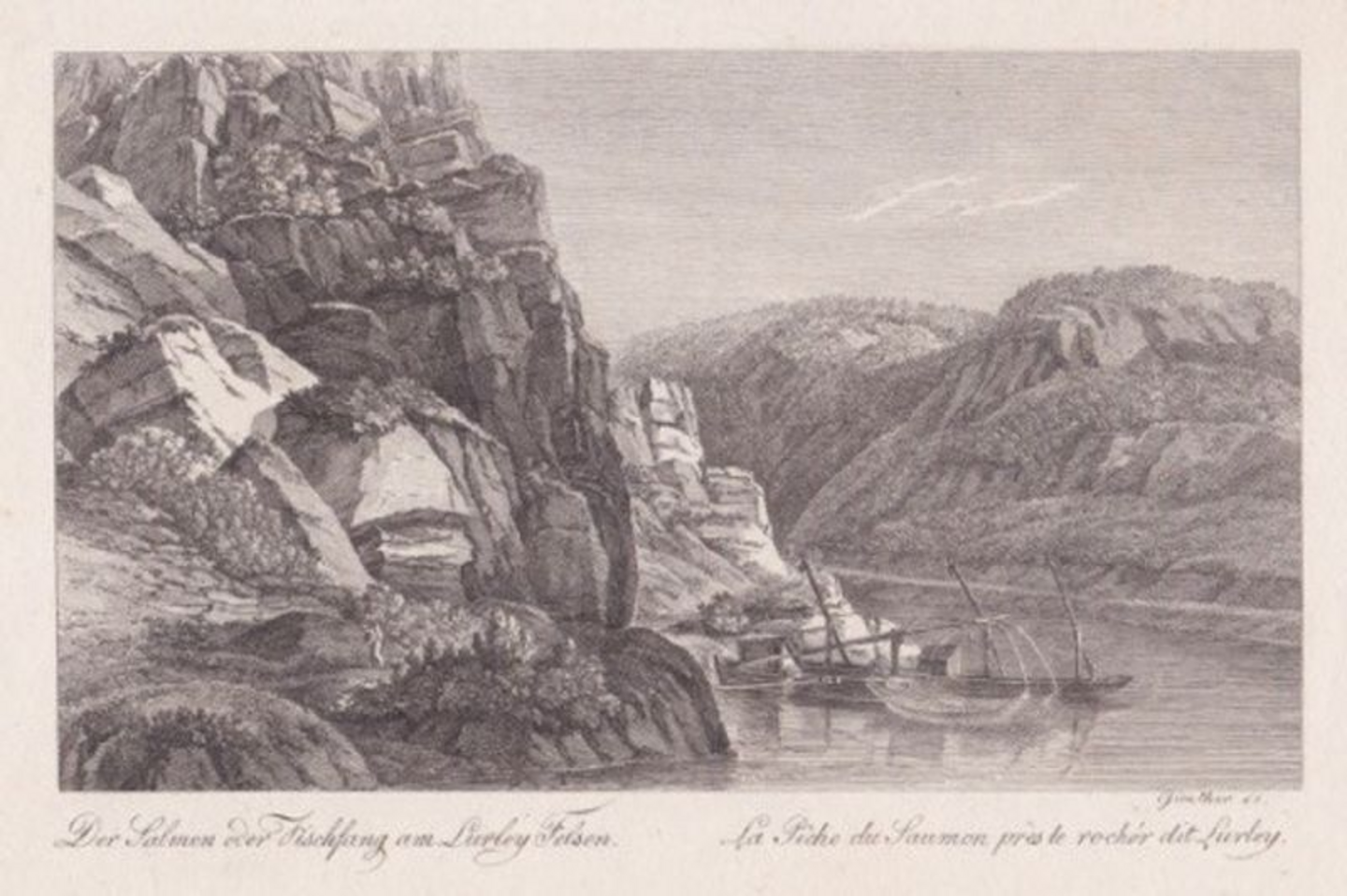 Alter Stich des Loreleyfelsens