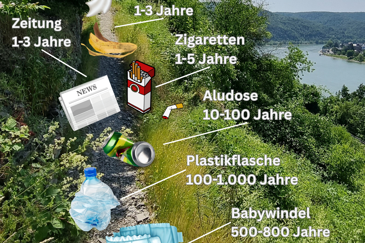 Verrottungszeiten von Abfällen in der Natur