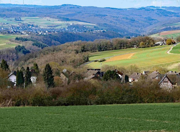 Straße in Auel mit Fachwerkhäusern
