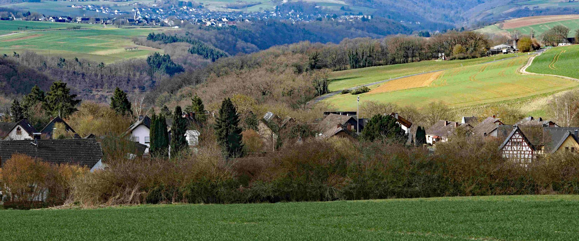 Straße in Auel mit Fachwerkhäusern