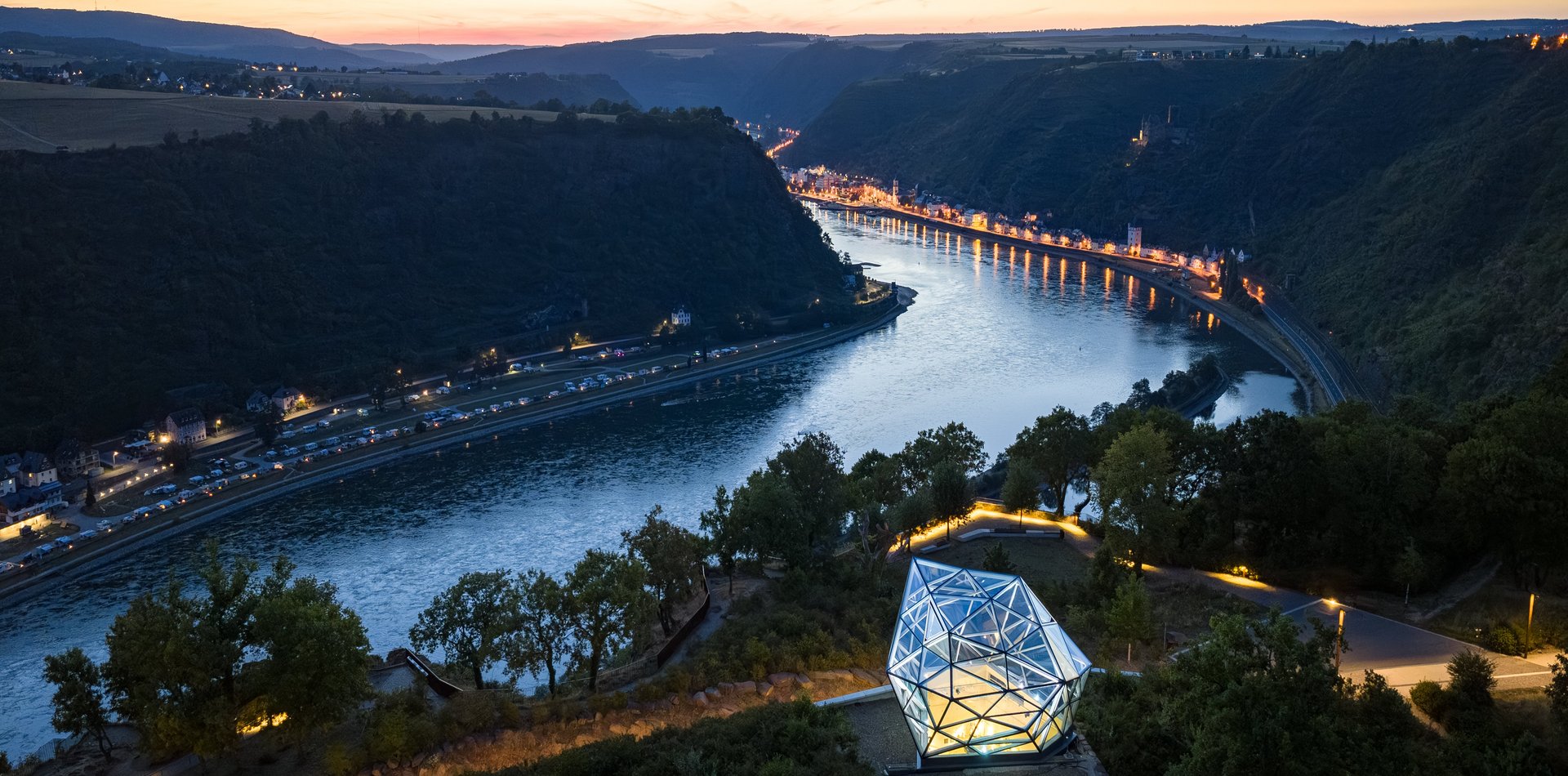 Abendstimmung Loreley mit Gläsernem Fels