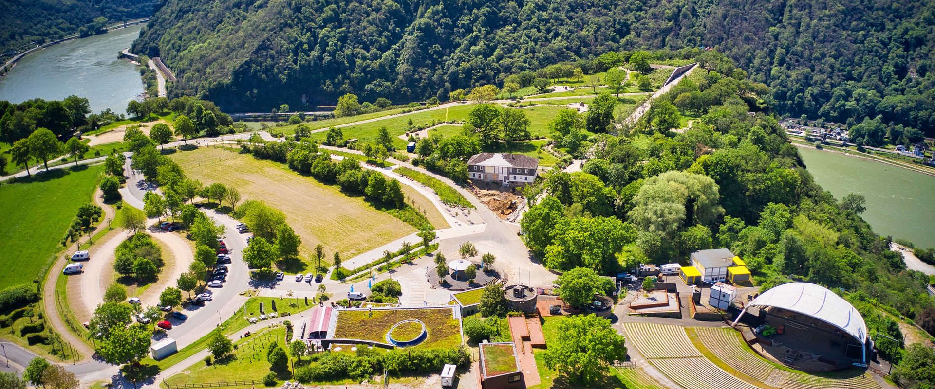 Luftbild des Loreley-Plateaus