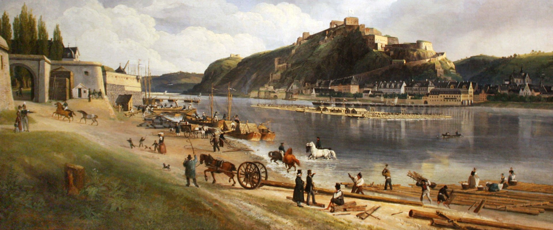 Gemälde von Johann Adolf Lasinsky, 1828, das die Flößerei abbildet